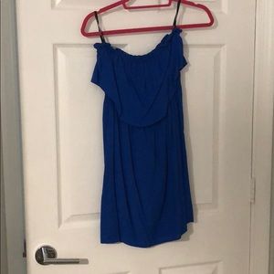 Blue strapless dress